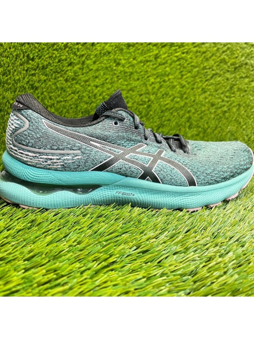 Asics Gel-Nimbus 24 Womens Size 9.5 Blue Black Athletic Running Shoes Sneakers